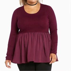 Torrid Pleated Twofer Babydoll Sweater